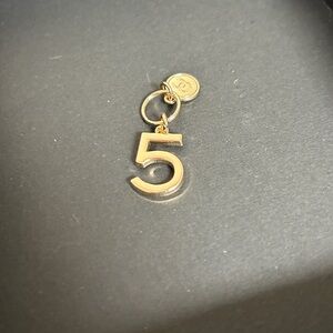 CHANEL Gold Number 5 Logo Charm with Round Tag